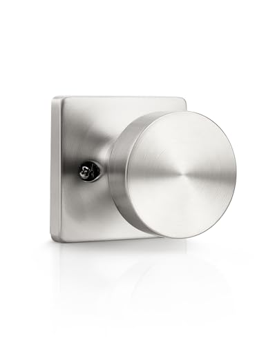 Tinewa 1 Pack Brushed Nickel Non-Turning Interior Push/Pull Door Knob, Interior Single Side Door Handle, Inactive Half Dummy Door Knob for Closet and Pantry, Square Rose