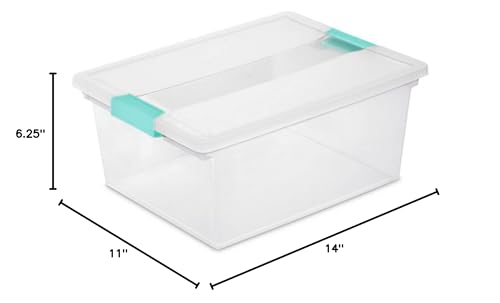 Image of Sterilite Deep Clip Box, Stackable Small Storage Bin with Latching Lid, Plastic Container to Organize Paper, Office, Home, Clear Base and Lid, 1-Pack