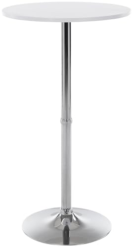 STRUTTURA STABILE: il tavolino design propone un mix di materiali davvero vincente: il ripiano tondo del tavolino da pub è infatti realizzato in legno e poggia in modo stabile e sicuro su una struttura in metallo cromato, con base rotonda e dallo stile imperdibile. Il tavolo da appoggio risulta quindi facile da pulire e di semplice manutenzione