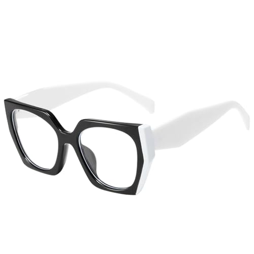 AOOLIA Katzenauge Lesebrille Groß, Modisch Brillengestelle Blaulichtfilter Brille Acetat Rahmen lesebrillen UV Schutzbrille für Damen, Herren (Schwarzweiß, 2.5, x)