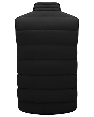 33,000ft Herren Steppweste Winterweste Warme Sportwesten für Männer Outdoor Weste Wasserbeständige Pufferweste mit 4 Taschen für Golf Wandern Reiten Freizeit Schwarz XL