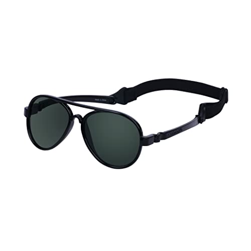 COCOSAND Baby Sunglasses with Strap Aviator Frame UV Protection for Baby Infant Girls Boys 0-12months, Black