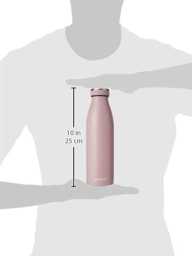 Sistema Stainless Steel Water Bottle | 500 ml, Leak-Proofand Reusable | BPA-Free | Double Wall Vacuum Insulation | Keeps Cold for 12, Hot for 6 Hours | Assorted Colours