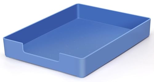 RHONZHAO Letter-Size Tray, Desk Drawer Organizer, A4 Plastic Paper Tray for Office, School, Home Storage, and Storage Containers for Gift Wrap, and Crafts (Blue)