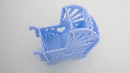 rackcrafts.com Large Mini Plastic Baby Carriage Stroller Party Favor Decoration Replica Cute (Light Blue)