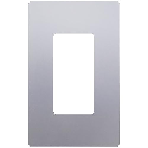 Image of ENERLITES Elite Series Screwless Decorator Wall Plate Child Safe Outlet Cover, Size 1-Gang 4.68 inch H x 2.93 inch L, Unbreakable Polycarbonate Thermoplastic, SI8831-SV, Glossy, Silver