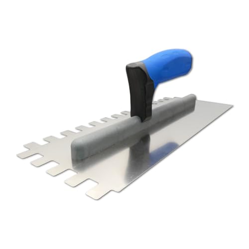 DEWEPRO Zahnkelle XXL - Zahnung: 12x16mm - extra lang - Zahnspachtel - Glättekelle gezahnt - Modell Profi III
