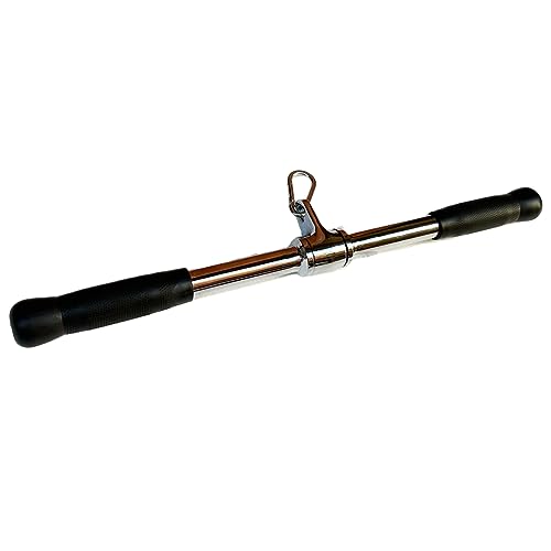 qibylift Barbell Cable Attachment for Cable Machines,LAT Pull Down Bar Cable Machine Attachments,Tricep Press Down Bar,Revolving Straight Curl Pulldown Bar with Rotating & Rubber Handle Grips 22 Inch