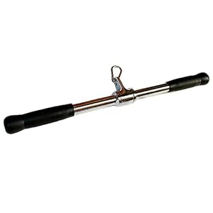 qibylift Barbell Cable Attachment for Cable Machines,LAT Pull Down Bar Cable Machine Attachments,Tricep Press Down Bar,Revolving Straight Curl Pulldown Bar with Rotating & Rubber Handle Grips 22 Inch