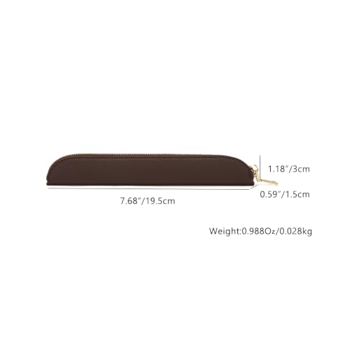 Image of Slim Pencil Case Skinny Pen Case Pen Pouch (FL Dark Brown)