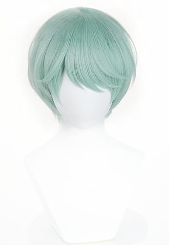 Perruque cosplay d'anime vert clair pour Halloween et conventions