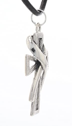 Sterling Silver Cross with Awareness Ribbon Pendant on Black Leather Necklace3