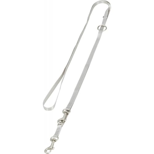 TRIXIE Junior Welpen-Softgeschirr mit Leine Größe S–M: Brustumfang 26–34 cm/10 mm in hellgrau - gepolstertes anpassbares Hundegeschirr mit 3fach verstellbarer Leine für kleine Hunde, 15560