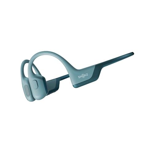 SHOKZ OpenRun Pro, [England Athletics Recommended] Bone Conduction Headphones, Open-Ear Sports Earphones with Mic, IP55 Waterproof Bluetooth Wireless Headset for Running Workout Driving (Blu