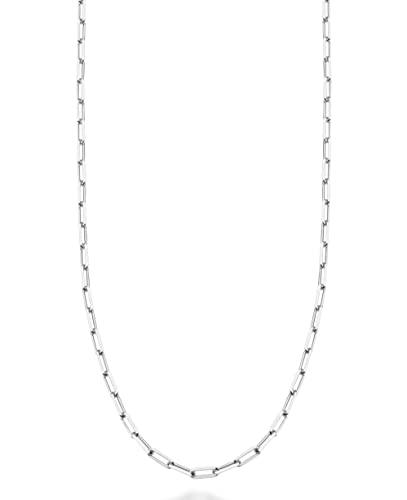 Miabella Italian Solid 925 Sterling Silver, 18Kt Gold Plated 2mm Paperclip Link Chain Necklace for Women, Made in Italy