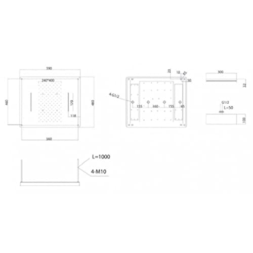 Conjunto Kit de ducha empotrada techo sistema TERMOSTATICA negro mate Sumatra Imex GTS019-P/NG
