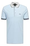 BOSS Herren Paule Slim-Fit Poloshirt mit Logo-Details Hellblau L