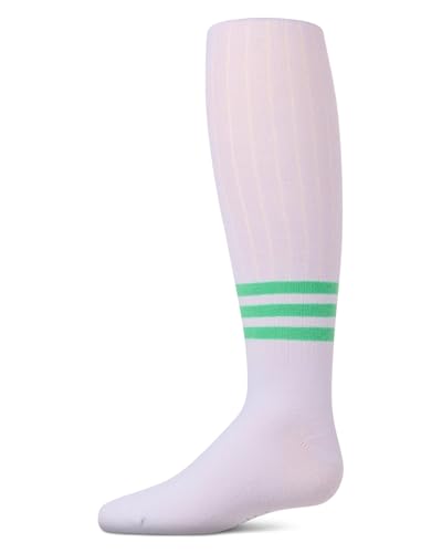 MeMoi Girls Opaque Ribbed Bright-Stripe Cotton-Rich Tights2