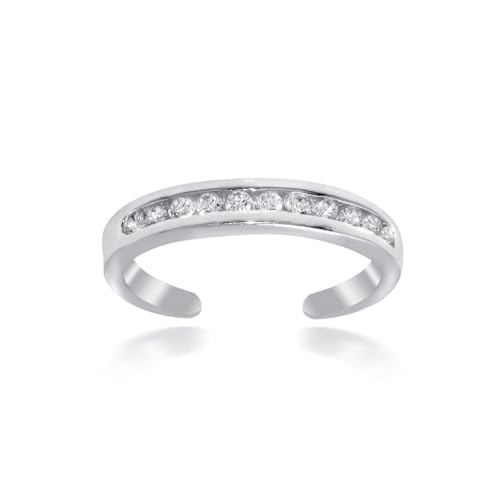 .925 Sterling Silver Channel-Set Cubic Zirconia Toe Ring Trendy Fashion Rings for Everyday Wear Stylish Additions Affordable Matching Accessories Minimalist Elegant Pieces