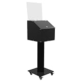 pijopang Suggestion Box with Stand, Floor Standing Offering Box Upgraded Heavy Duty Metal Locking Ballot Collection Safe for Voting Contest Charity Donation Church Election Black