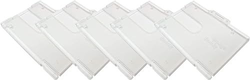 PCL Media ltd 5 x Badge Buddy ID Card Holders Horizontal Double Identity ID Card Pass Badge Holder Double Clear Enclosed Badge Holder Will Hold Two Plastic Cards 86 x 54mm