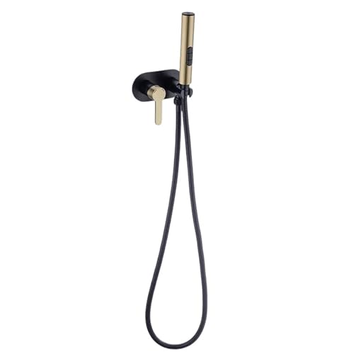 Grifo rociador de bidé dorado cepillado para baño, mezclador de pared para agua fría y caliente con manguera, 3 funciones, de mano (BG y negro)