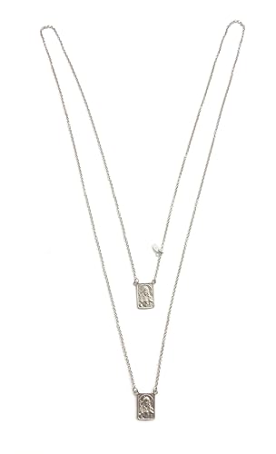 Medalla colgante Escapulario Virgen del Carmen y Sagrado Corazón de Jesús en plata de ley