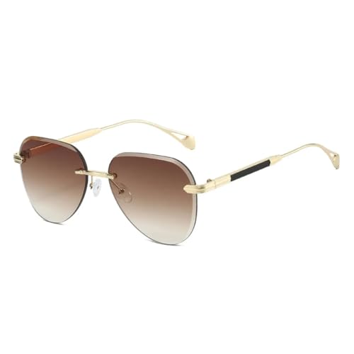 Lunettes de soleil ovales sans monture pour femmes style punk chic et protection UV400
