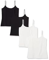 Amazon Essentials Damen Slim-fit Camisole 4er-Pack Schwarz/Weiß, Medium