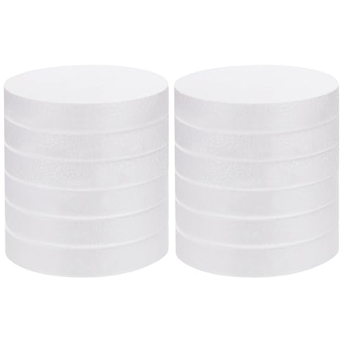 Belle Vous Círculos de Poliestireno Manualidades (Pack de 12) 15 cm de Diámetro, 2,5 cm de Grosor - Poliestireno Redondo para Modelado, Proyectos Escolares, Esculturas, Arreglos Florales