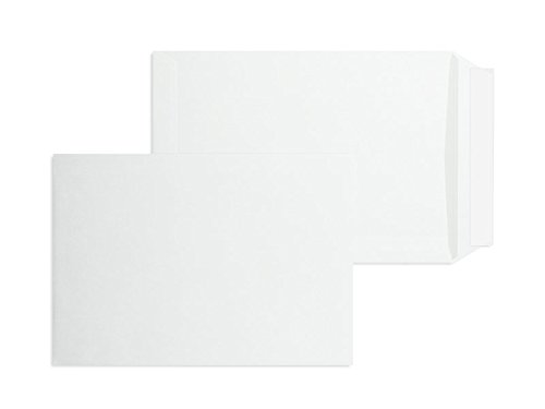 500 Stück, Versandtaschen, DIN C5, Haftklebung mit Abziehstreifen, Gerade Klappe, 90 g/qm Offset, Ohne Fenster, Weiß, Blanke Briefhüllen Cover