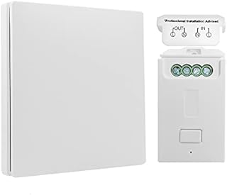Wireless Light Switch Kit, No Wiring No Battery, Self-powered Remote Control Switch with Easy-to-Install Receiver, Portable Waterproof Wireless Switches for Lights Lamps Fans Appliances House Lighting