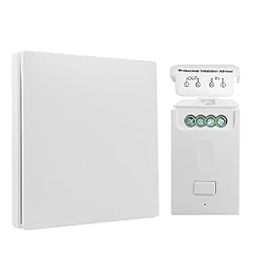 Kinetic Wireless Switch and Receiver | No Wiring or Batteries Needed Eco-Friendly Energy | IP65 Waterproof Remote Light Switch | (RF Version Switch Kit)