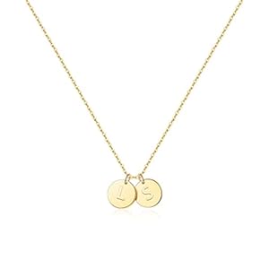 Two Initial Necklace for Women, 14K Gold Plated Dainty You and Her Initial Necklace Relationship Jewelry Mothers Day Valentines Gifts for Women Mom Friend Sister Her Birthday