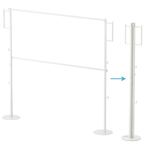 Bmhlinyi 折り畳み 2段式室内物干し 物干しスタンド ハンガーラック 部屋干し 室内物干し 布団干し 室外干し 屋外洗濯物干し コンパクト収納でき 耐久性 組み立て簡単 (ホワイト, 2段式丸足27㎝)