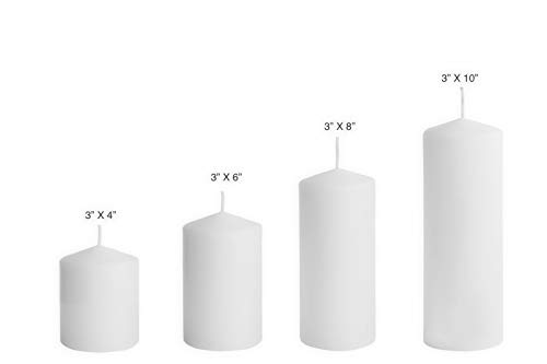 3 X 8 Pillar Candles Bulk Event Pack Round Unscented Premium Wax Pillar Candles For Wedding, Spa, Party, Birthday, Holiday, Bath And Home Decor - Set Of 12 (3X8, White) #TOP2