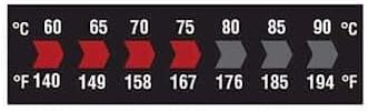 AO-09035-52 Reversible 7-Point Horizontal Temperature Label Black/Red, 60-90C/140-194F; 10/Pk