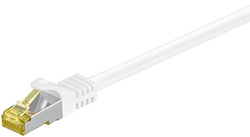 Goobay 91097 RJ45 Câble de Liaison, S/FTP (PiMF), avec CAT 7 Câble en Vrac, Blanc, 10m Longueur