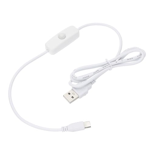 QUARKZMAN Cable USB con interruptor de encendido/apagado, conector USB macho a tipo C, cable alargador de 1 m, color blanco, para lámpara de escritorio LED