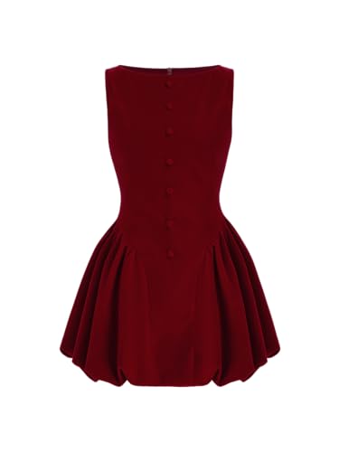 CIDER Cocktail Dress Velvet Boat Neck Mini Bubble Hem Party Dress Elegant Short A Line Middle Waist