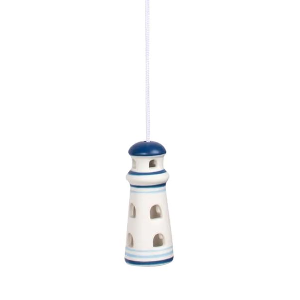 New Lighthouse Nautical Light Pull – Coastal Beach Bathroom Decor in Blue | Ceramic Lighthouse Light Pull with Nylon Cord M-04