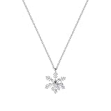 fztonk Collar de copo de nieve de acero Ti que contiene característica giratoria y circonita brillante para fiestas diarias de moda, cadena de clavícula de acero Ti