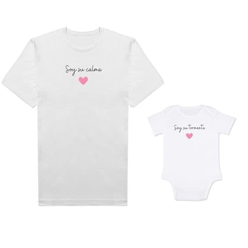 ParaManolita Conjunto Camiseta + Body Bebe/Mama, 'Soy su Calma' + 'Soy su Tormenta' Personalizado