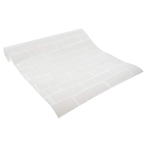Backbayia - Papel pintado no tejido para dormitorio, fondo de TV, estilo moderno, blanco