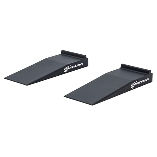 Race Ramps Trak-Jax Service Ramps with 1.5" Stop, Portable 3" Lift for Low Profile Cars, Solid High-Density Foam for Non-Skid Loading, Set of 2