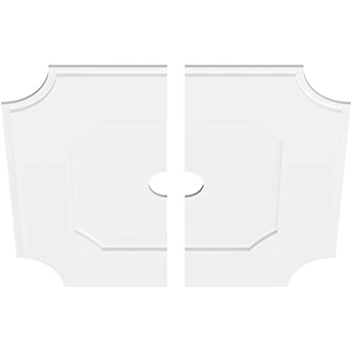 Image of Ekena Millwork CMP34LE2-04000 Locke Architectural Grade PVC Contemporary, Two Piece Urethane Ceiling Medallions 34 inchOD x 4 inchID x 20 1 /4 inchC x 1 inchP