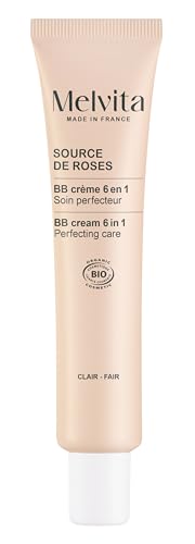 Melvita - BB Crema Clara Hidratante y Protectora - Source de Roses - Acabado Natural y Luminoso - Textura Ligera, Oculta las Imperfecciones - Formato 40 ml