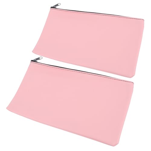 2pcs Bank Bags With Zipper: Pu Leather Money Storage Pouches - Bank Deposit & Receipt Bags For Business And Everyday Use