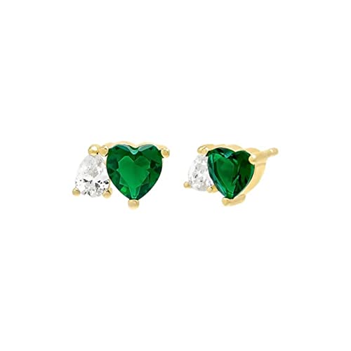 Boucles d'oreilles Coeur émeraude Argent 925 le cadeau idéal pour femme