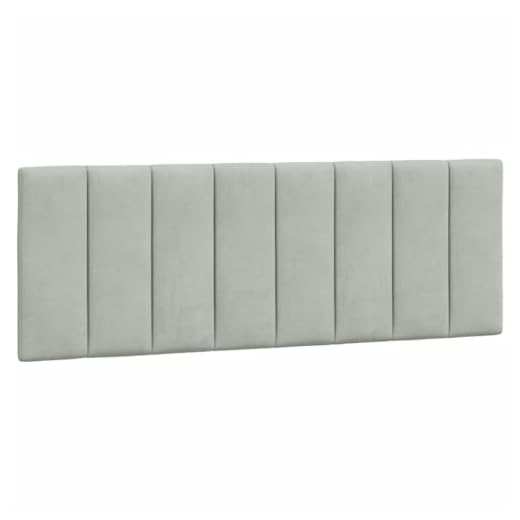 vidaXL Kopfteil Kissen Hanko, Wandkissen mit Schaumstoff, Rückenkissen mit Reißverschluss Gurten für Schlafzimmer, Bettkopfteil, Hellgrau Samt